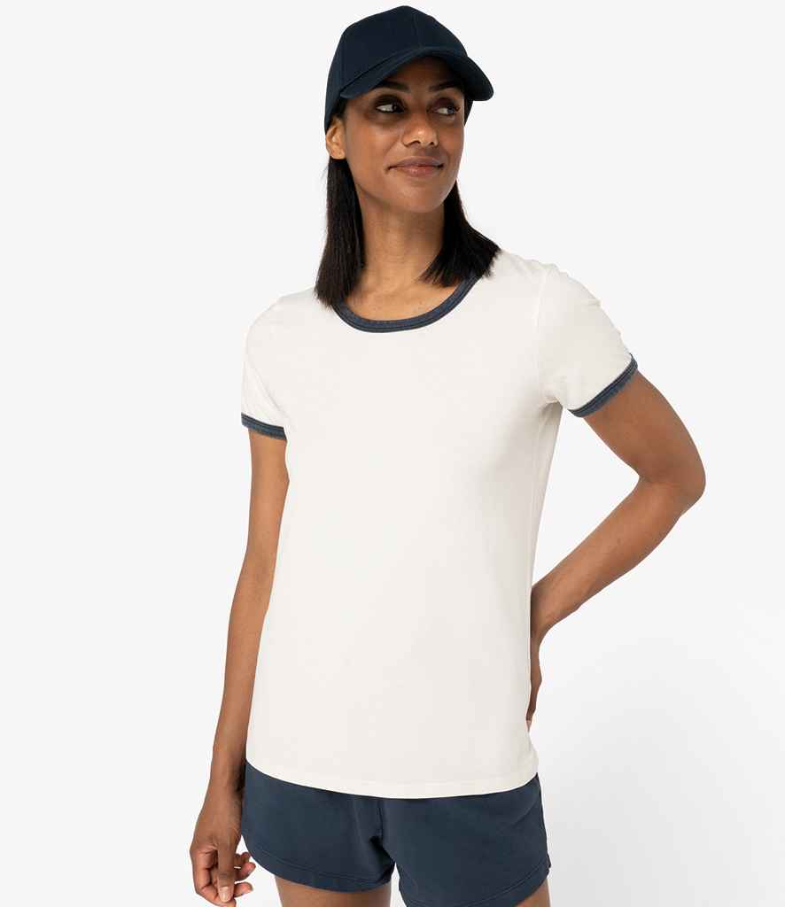 Native Spirit Ladies Ringer T-Shirt | Ivory/Washed Navy