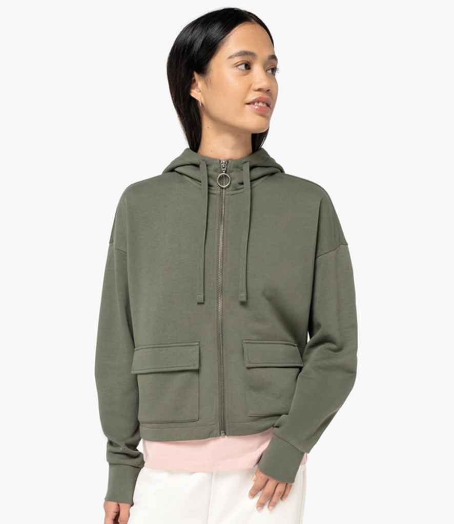 Native Spirit Ladies Full Zip Hooded Sweatshirt | Organic Khaki