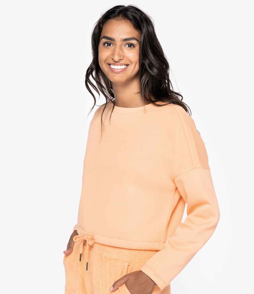 Native Spirit Ladies Oversized Cropped Sweatshirt | Apricot
