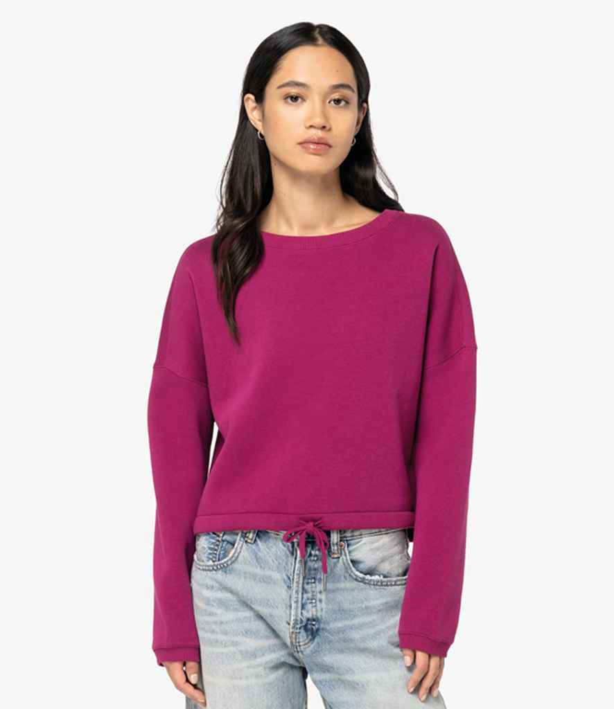 Native Spirit Ladies Oversized Cropped Sweatshirt | Cherry Purple