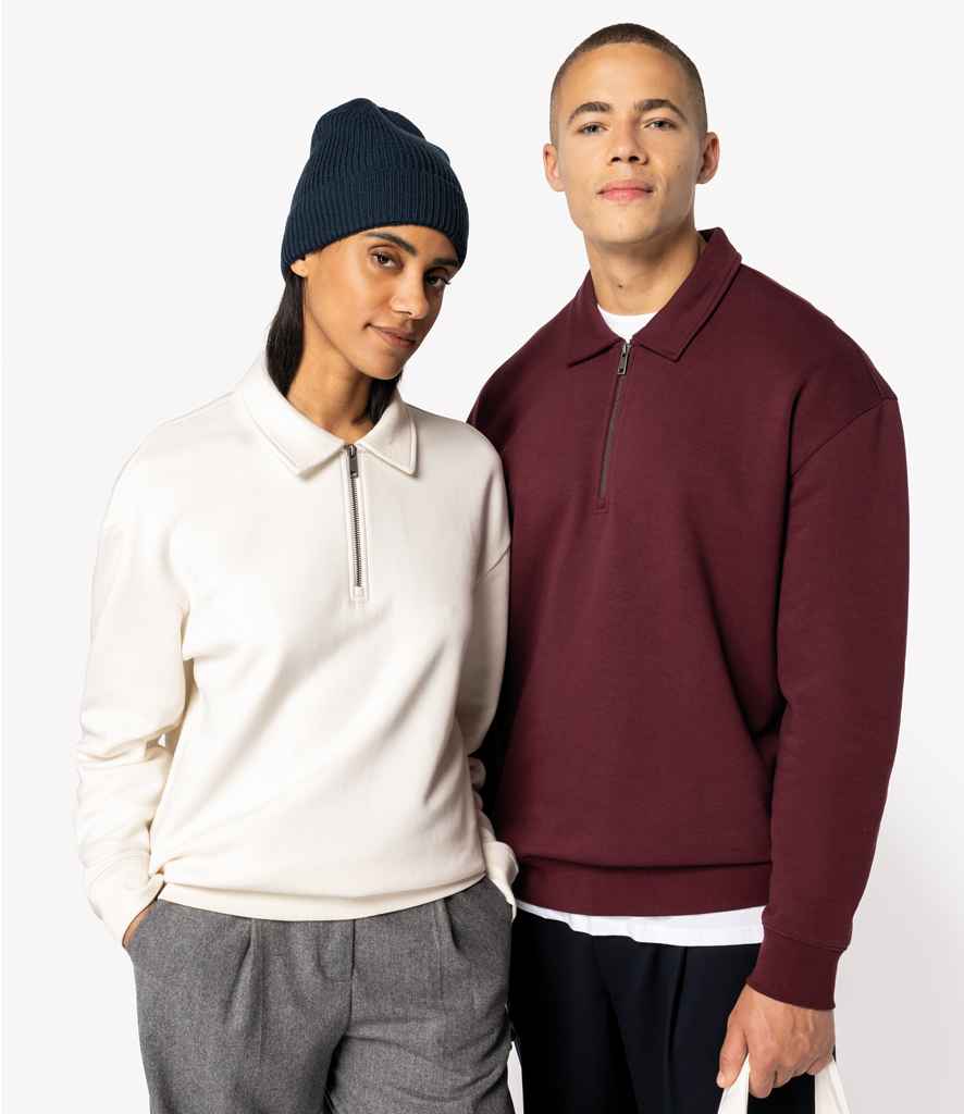 Native Spirit Unisex 1/4 Zip Sweatshirt with Polo Collar | Dark Cherry