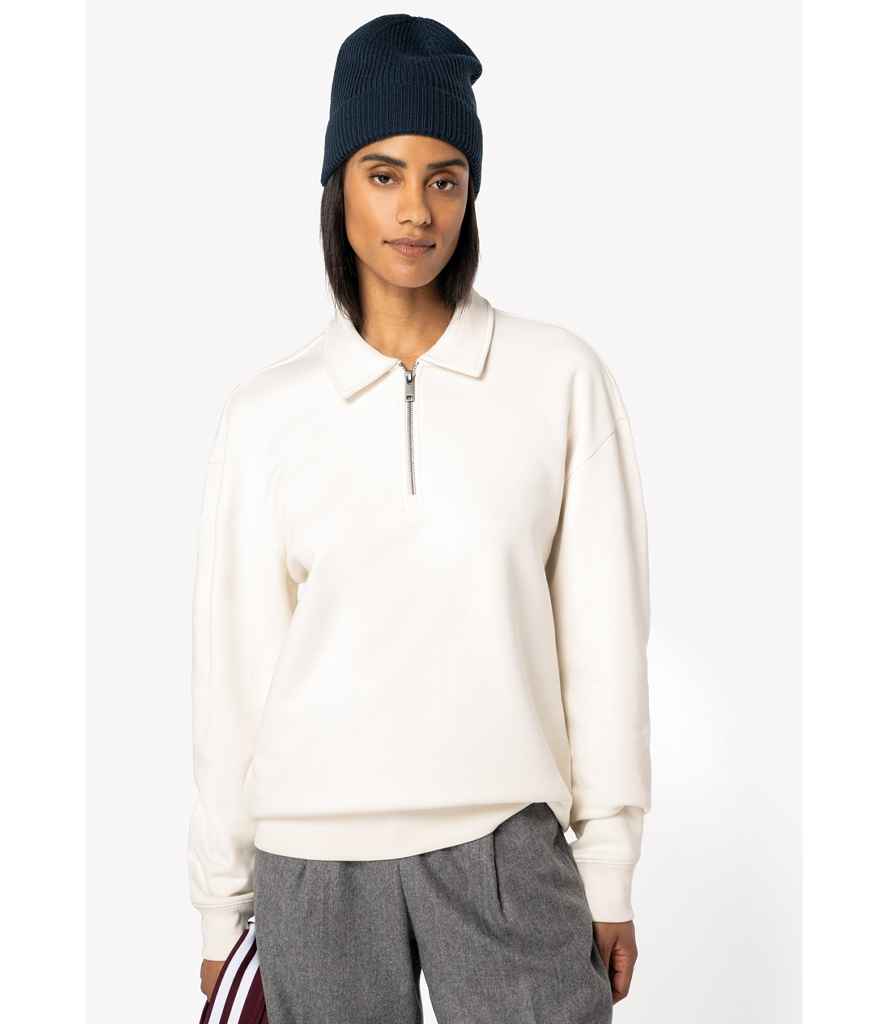 Native Spirit Unisex 1/4 Zip Sweatshirt with Polo Collar | Ivory