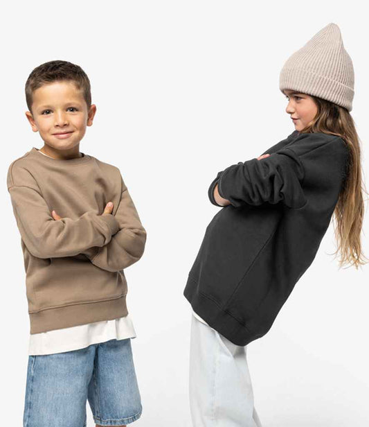 Native Spirit Kids Oversized Round Neck Sweatshirt | Black
