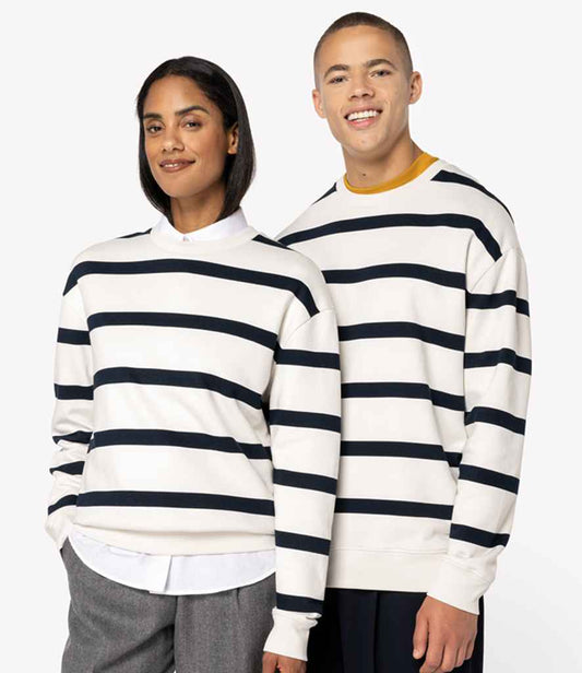 Native Spirit Unisex Striped Crew Neck Sweatshirt | Ivory/Navy Stripes