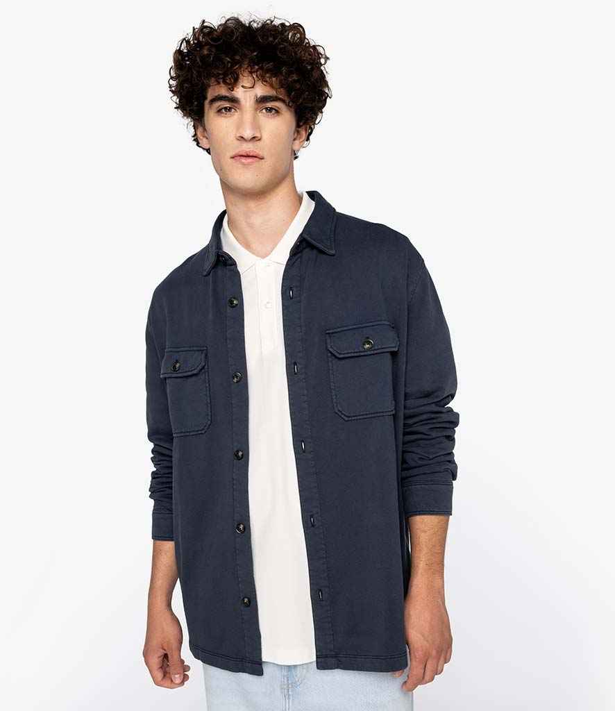 Native Spirit Faded Brushed Fleece Overshirt | Washed Navy