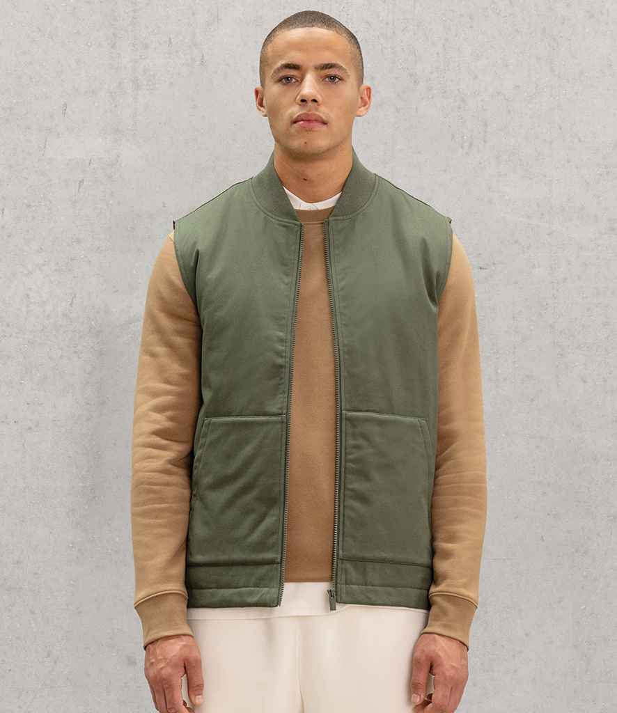 Native Spirit Unisex Twill Bodywarmer with Varsity Collar | Organic Khaki