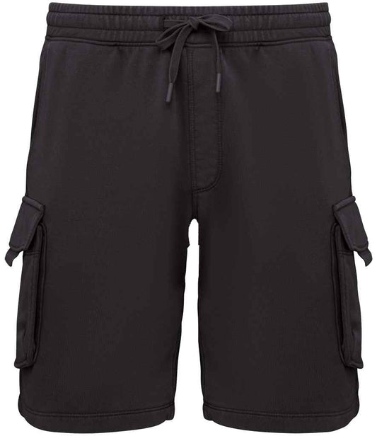 Native Spirit French Terry Washed Effect Cargo Shorts | Washed Black