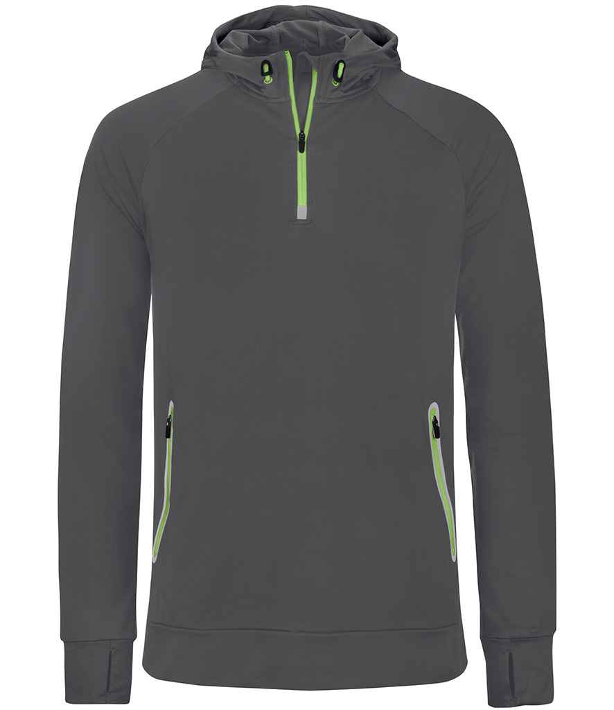 Proact Zip Neck Hooded Sweatshirt | Dark Grey