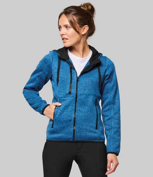Proact Ladies Heather Hooded Jacket | Light Royal Blue Melange