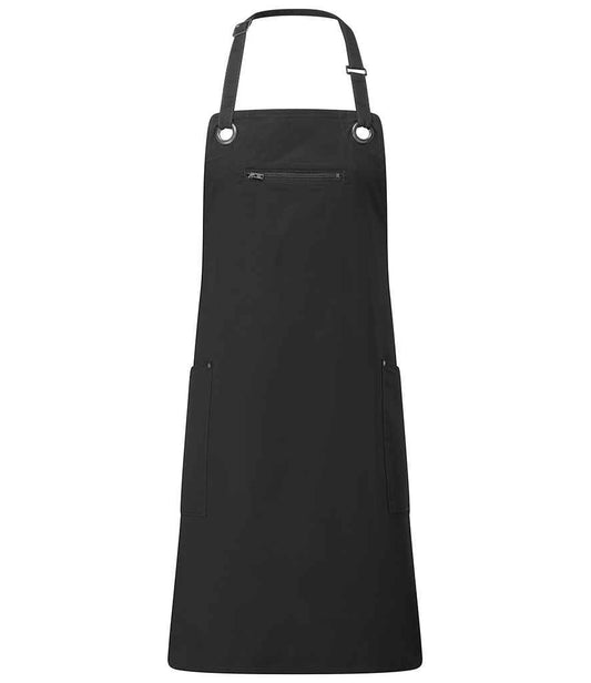 Premier Barley Contrast Stitch Bib Apron | Black/Charcoal