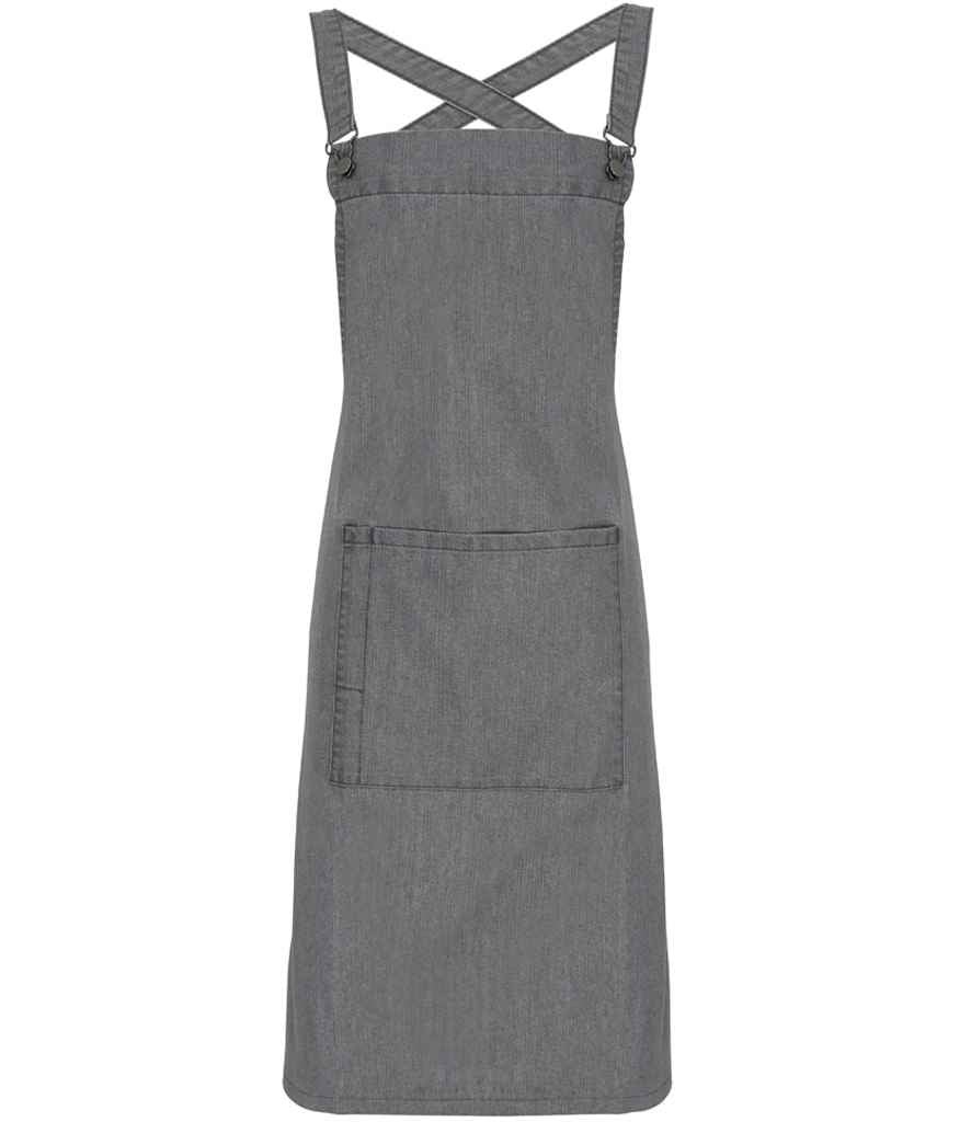 Premier Cross Back Barista Bib Apron | Grey Denim