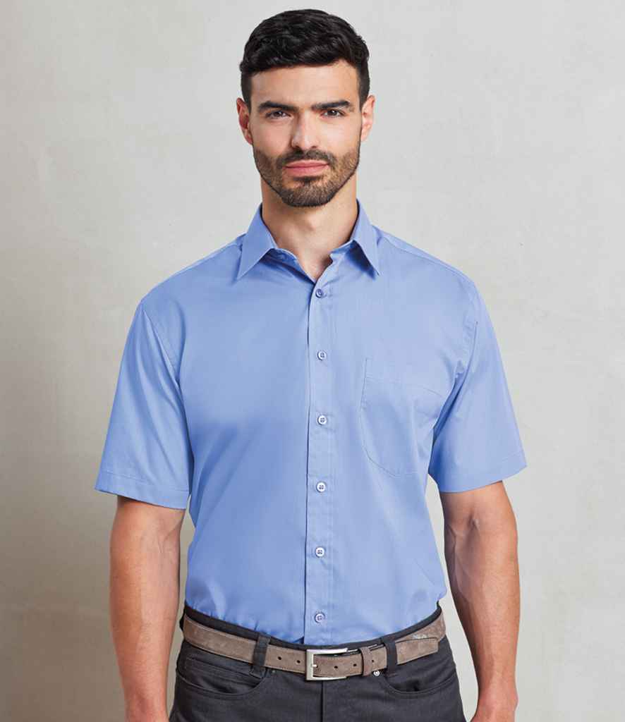 Premier Short Sleeve Poplin Shirt | Mid Blue