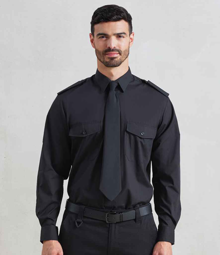 Premier Long Sleeve Pilot Shirt | Black