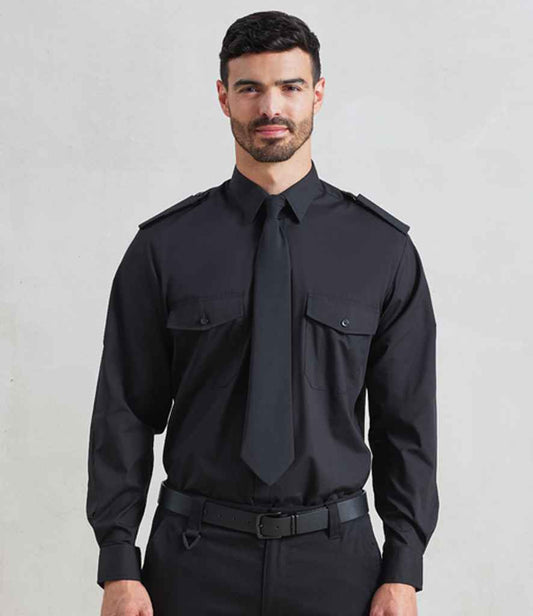 Premier Long Sleeve Pilot Shirt | Black