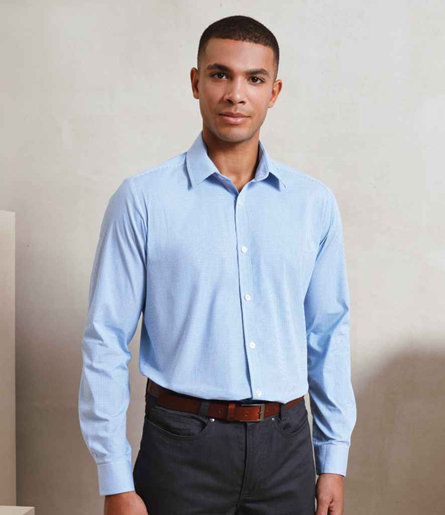 Premier Gingham Long Sleeve Shirt | Light Blue/White