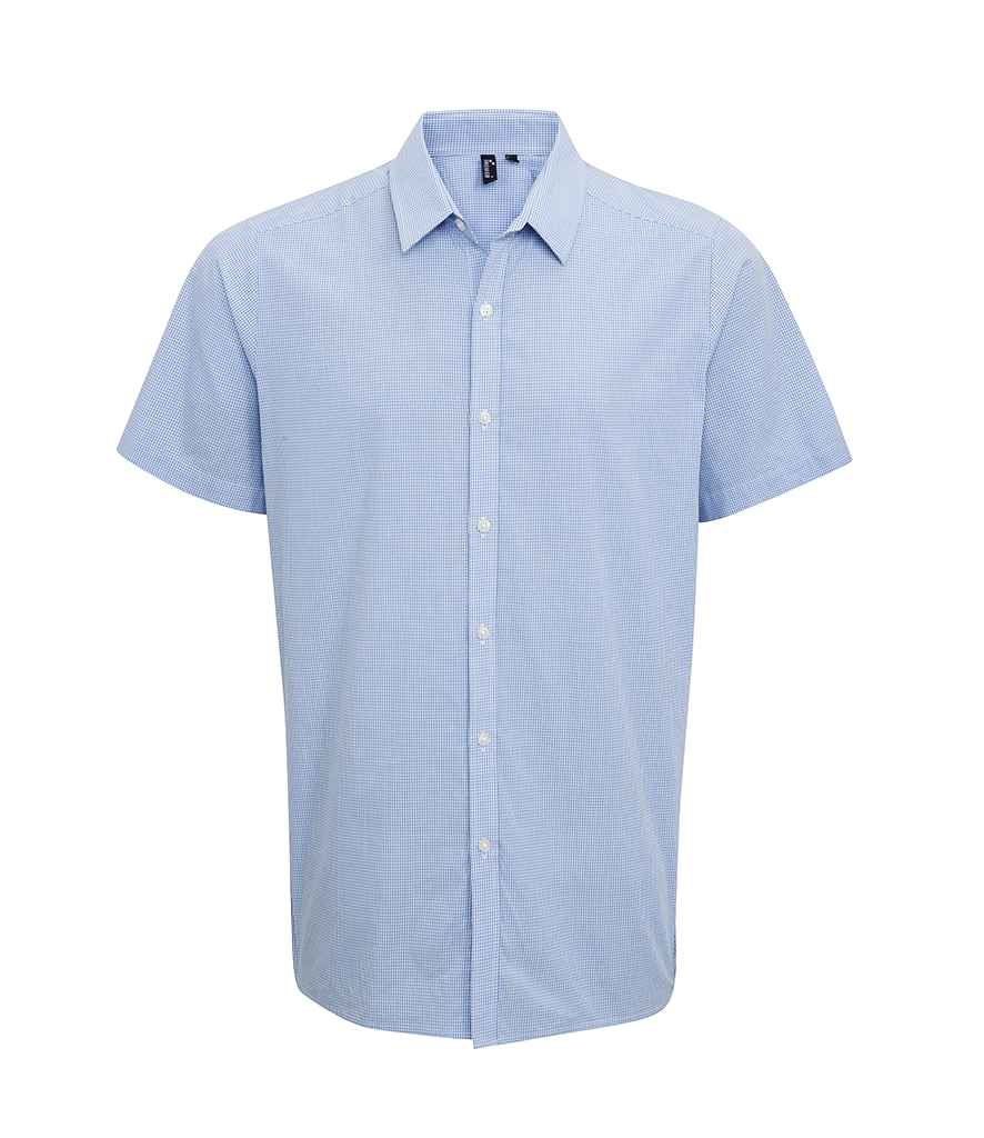 Premier Gingham Short Sleeve Shirt | Light Blue/White
