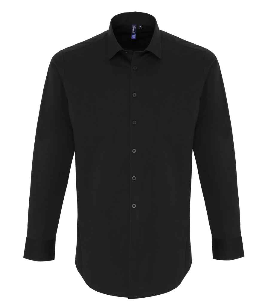 Premier Long Sleeve Stretch Fit Poplin Shirt | Black