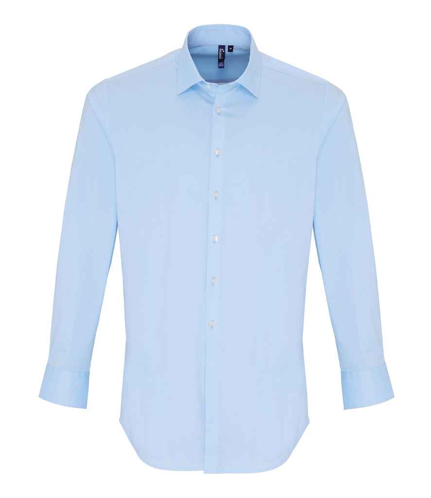 Premier Long Sleeve Stretch Fit Poplin Shirt | Pale Blue