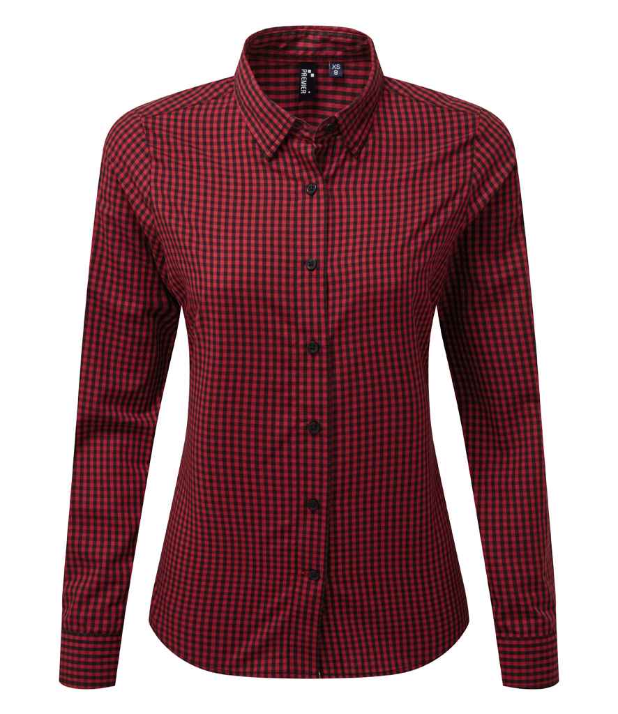 Premier Ladies Maxton Check Long Sleeve Shirt | Black/Red