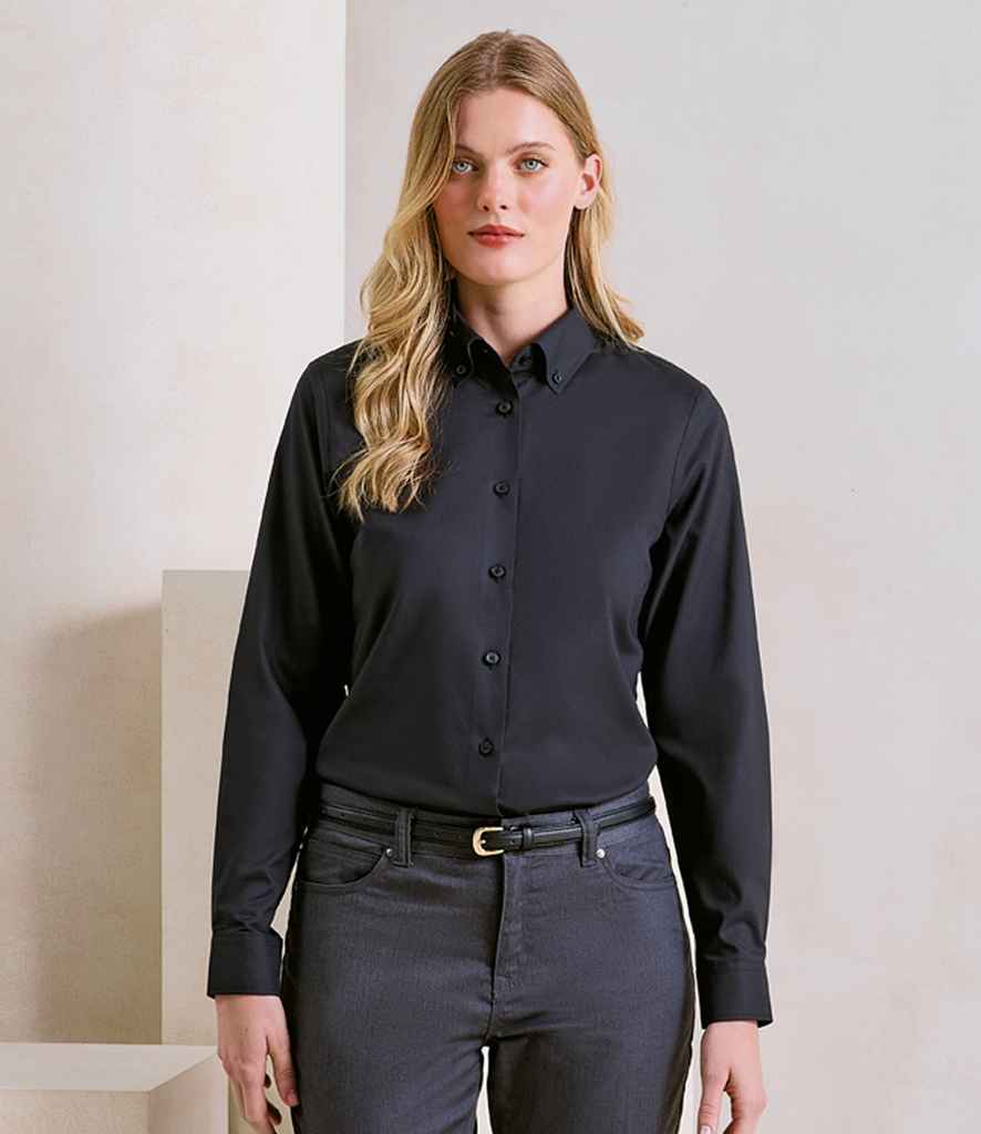 Premier Ladies Supreme Long Sleeve Oxford Shirt | Black