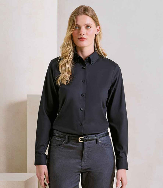 Premier Ladies Supreme Long Sleeve Oxford Shirt | Black