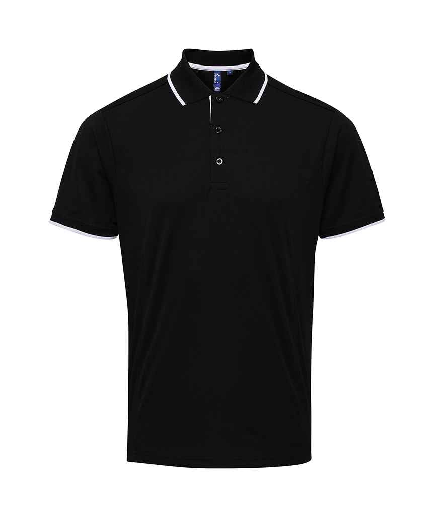 Premier Contrast Coolchecker® Piqué Polo Shirt | Black/White