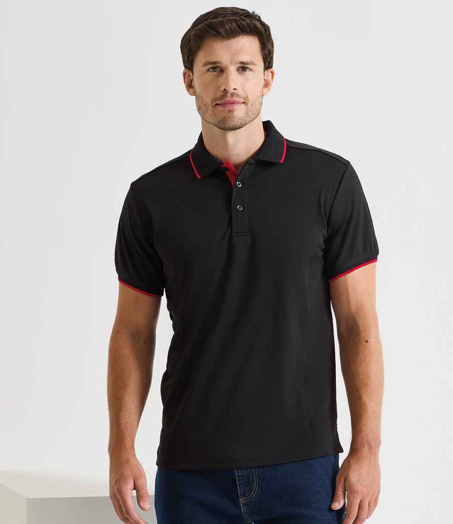 Premier Contrast Coolchecker® Piqué Polo Shirt | Black/Red