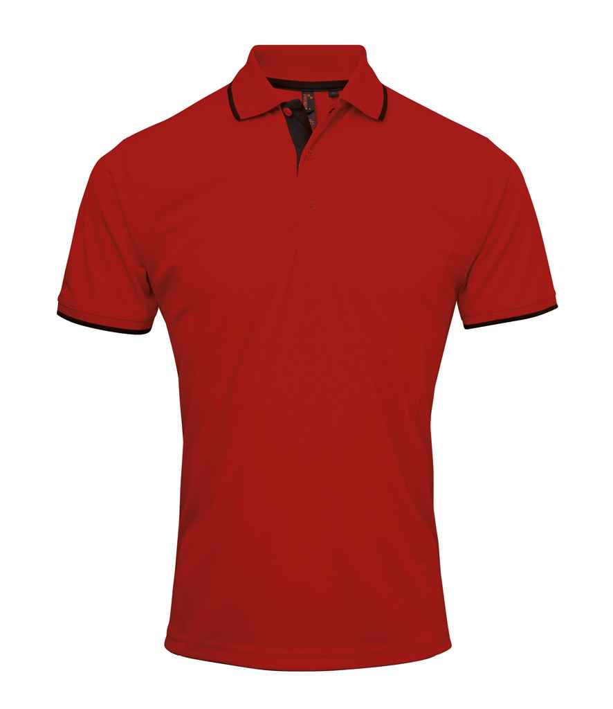 Premier Contrast Coolchecker® Piqué Polo Shirt | Red/Black