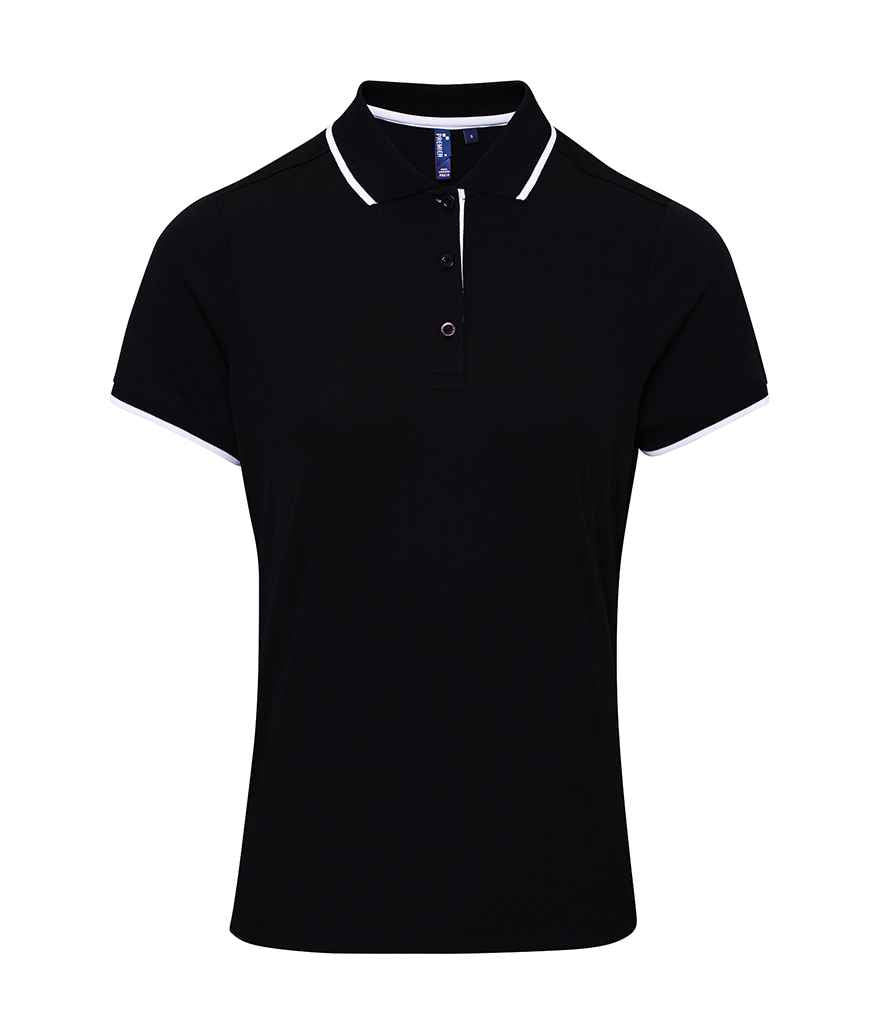 Premier Ladies Contrast Coolchecker® Piqué Polo Shirt | Black/White
