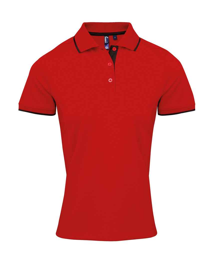 Premier Ladies Contrast Coolchecker® Piqué Polo Shirt | Red/Black
