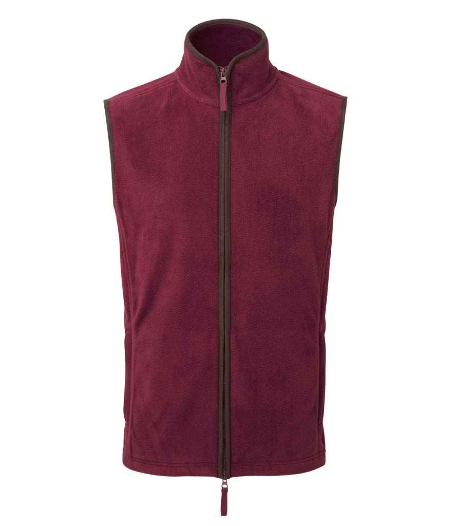 Premier Artisan Fleece Gilet | Burgundy/Brown