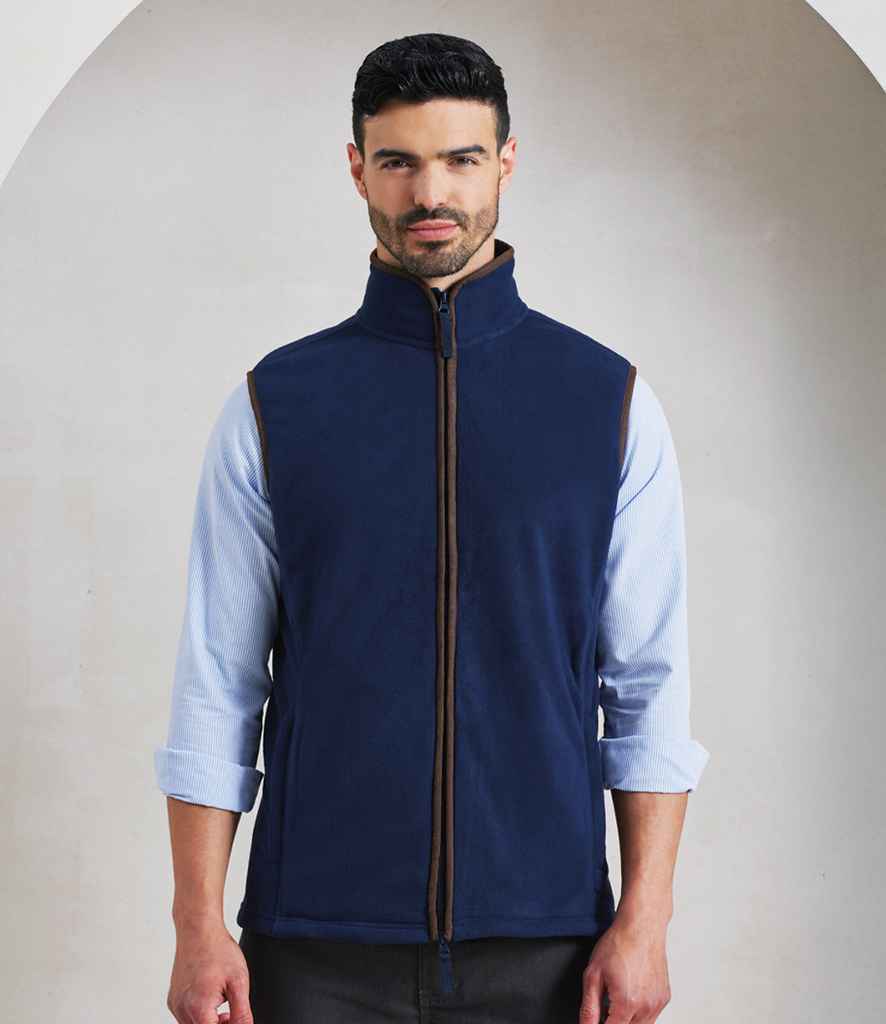 Premier Artisan Fleece Gilet | Navy/Brown