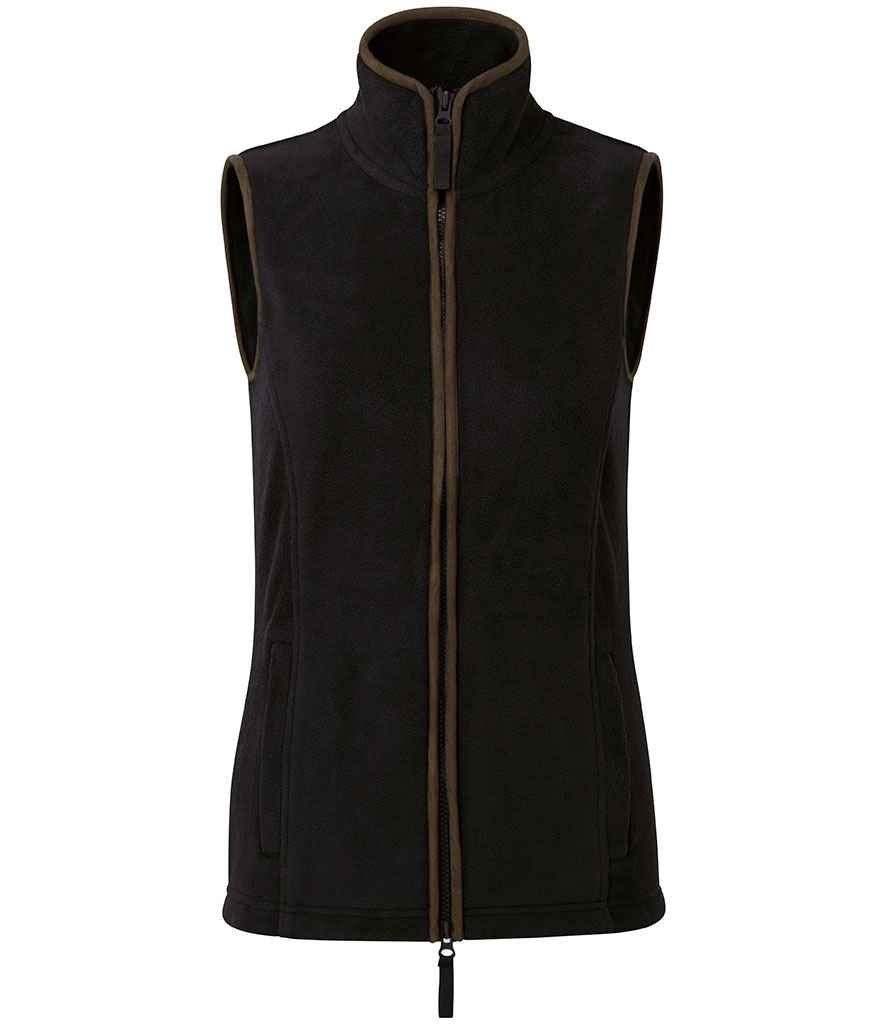 Premier Ladies Artisan Fleece Gilet | Black/Brown