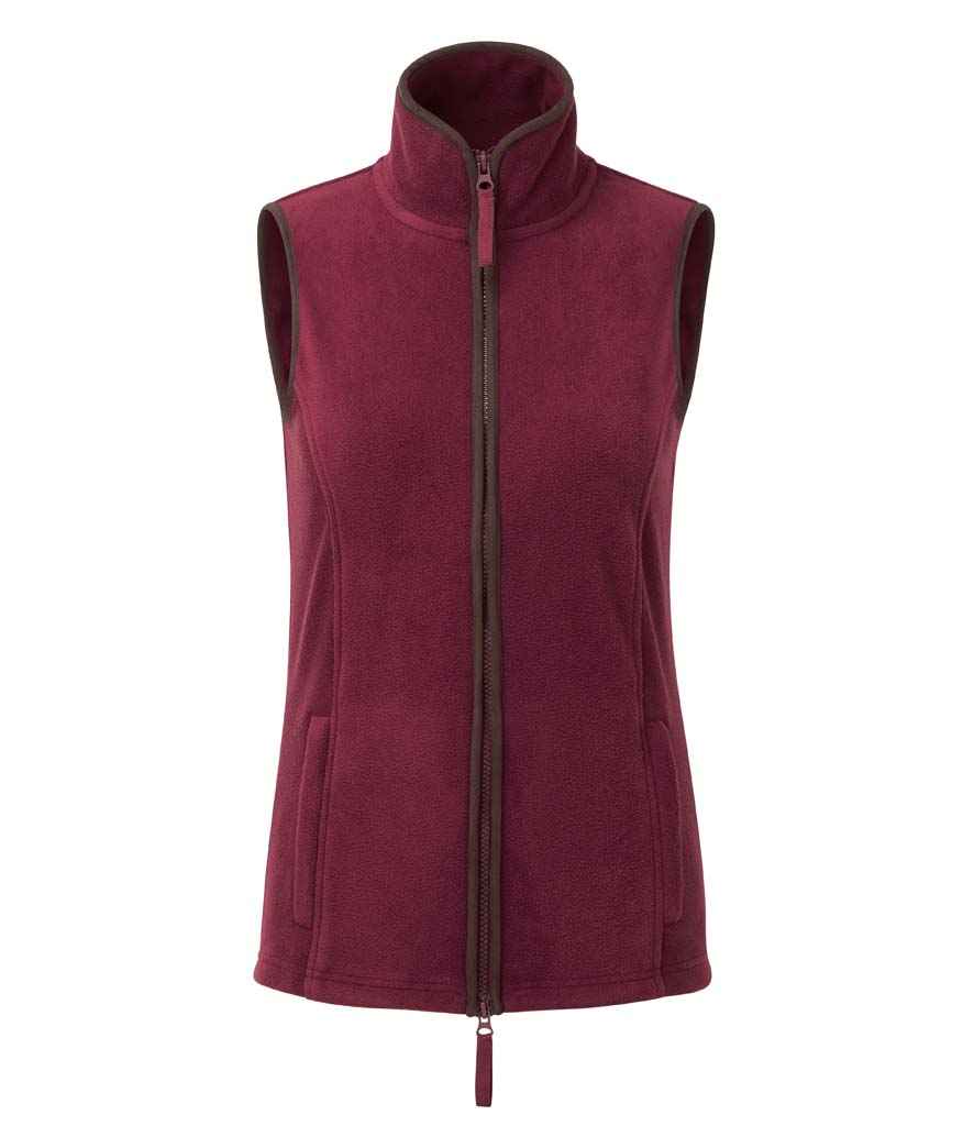 Premier Ladies Artisan Fleece Gilet | Burgundy/Brown