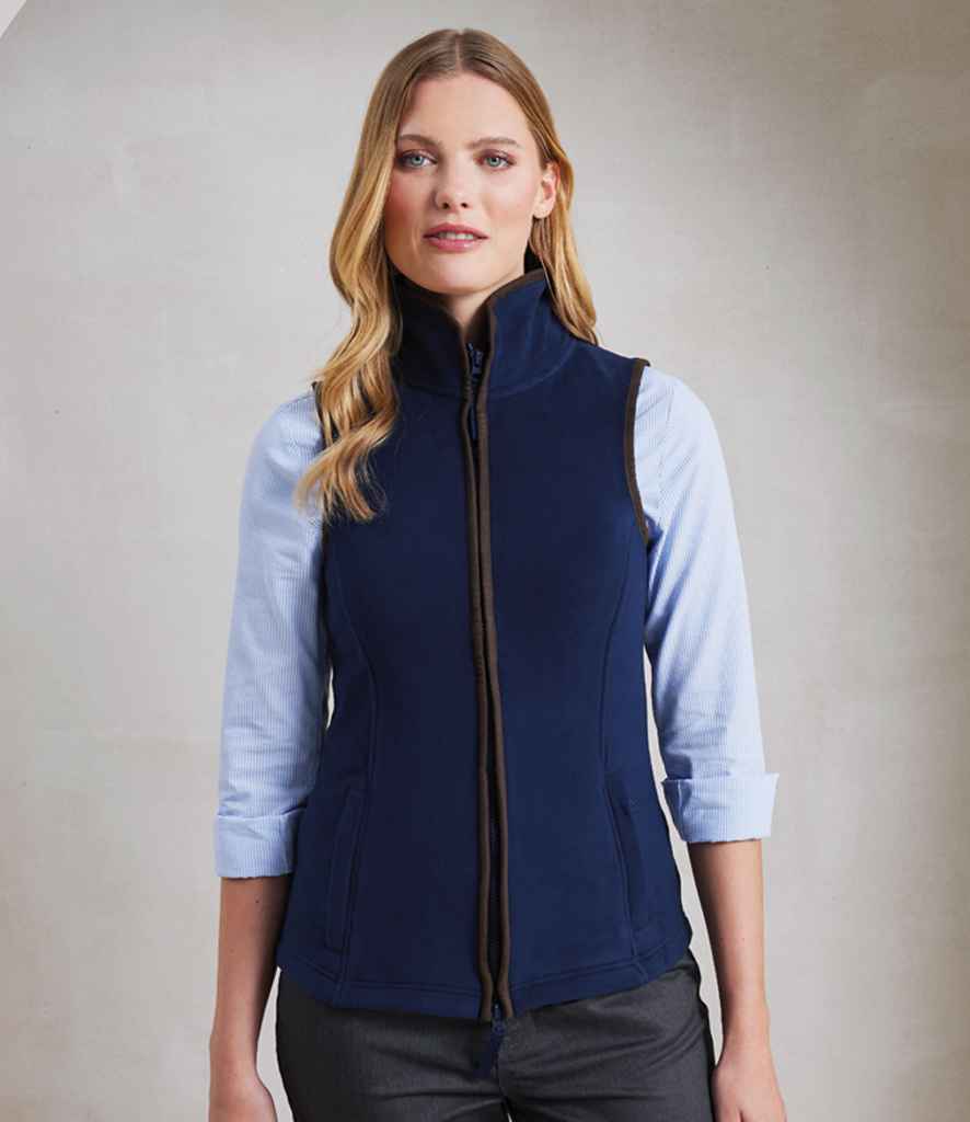 Premier Ladies Artisan Fleece Gilet | Navy/Brown