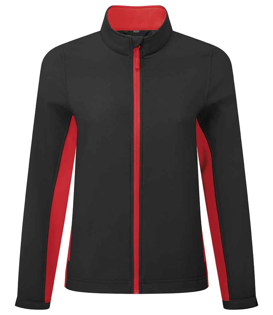 Premier Ladies Windchecker® Recycled Printable Soft Shell Jacket | Black/Classic Red