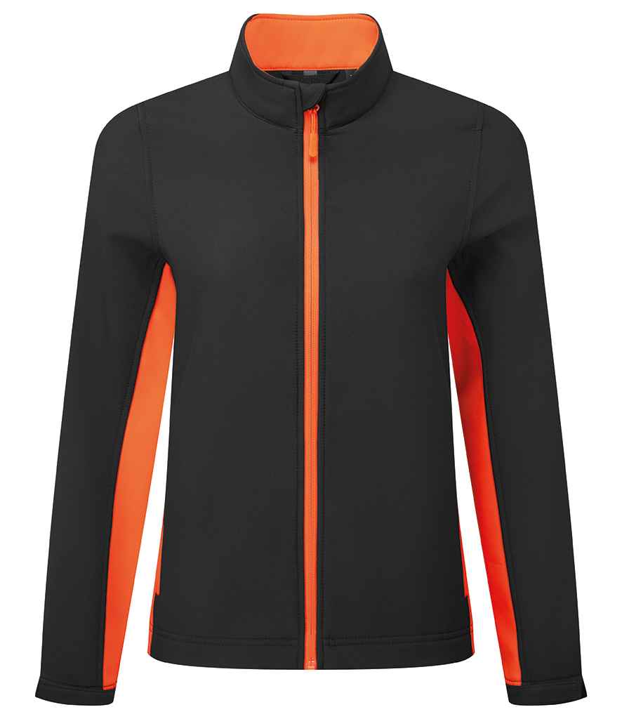 Premier Ladies Windchecker® Recycled Printable Soft Shell Jacket | Black/Orange