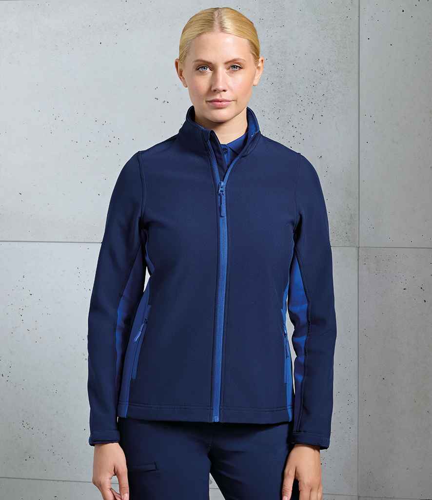 Premier Ladies Windchecker® Recycled Printable Soft Shell Jacket | Navy/Royal Blue