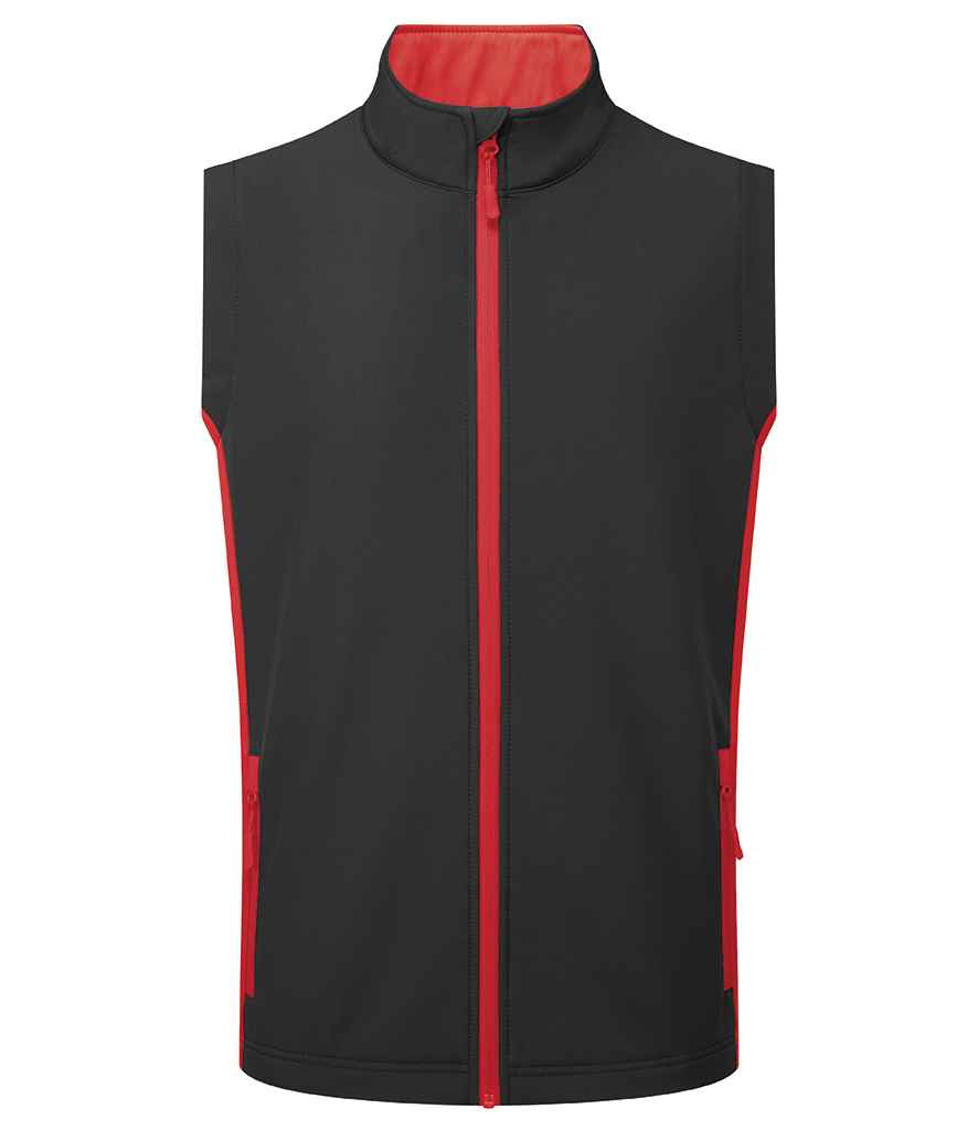 Premier Windchecker® Recycled Printable Soft Shell Gilet | Black/Classic Red