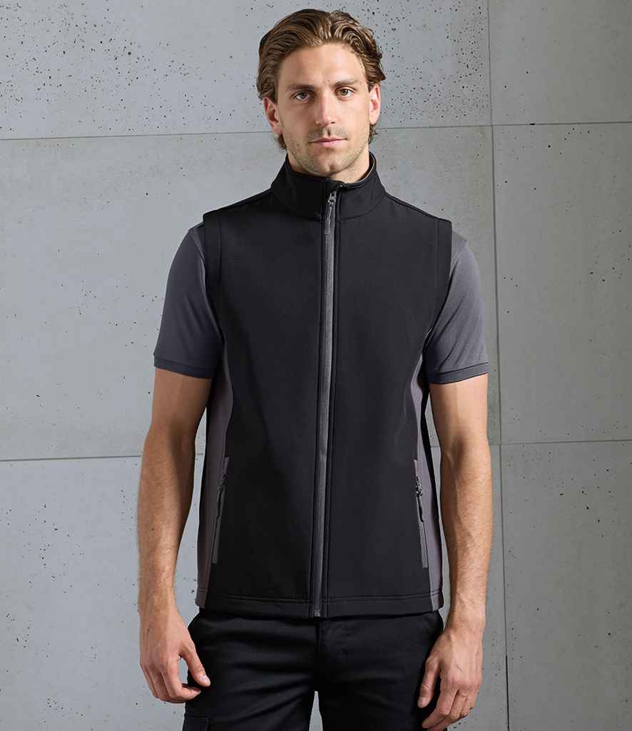 Premier Windchecker® Recycled Printable Soft Shell Gilet | Black/Dark Grey