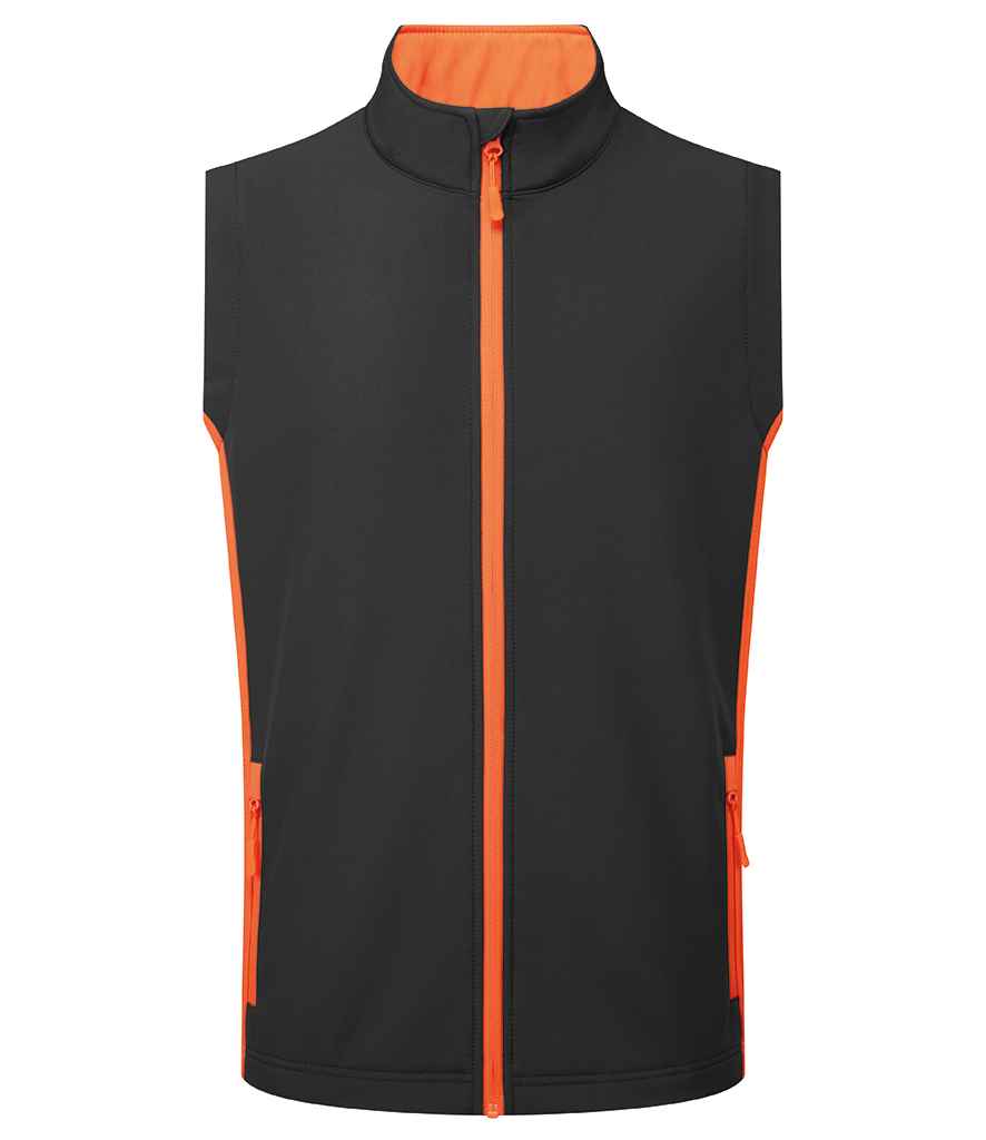 Premier Windchecker® Recycled Printable Soft Shell Gilet | Black/Orange