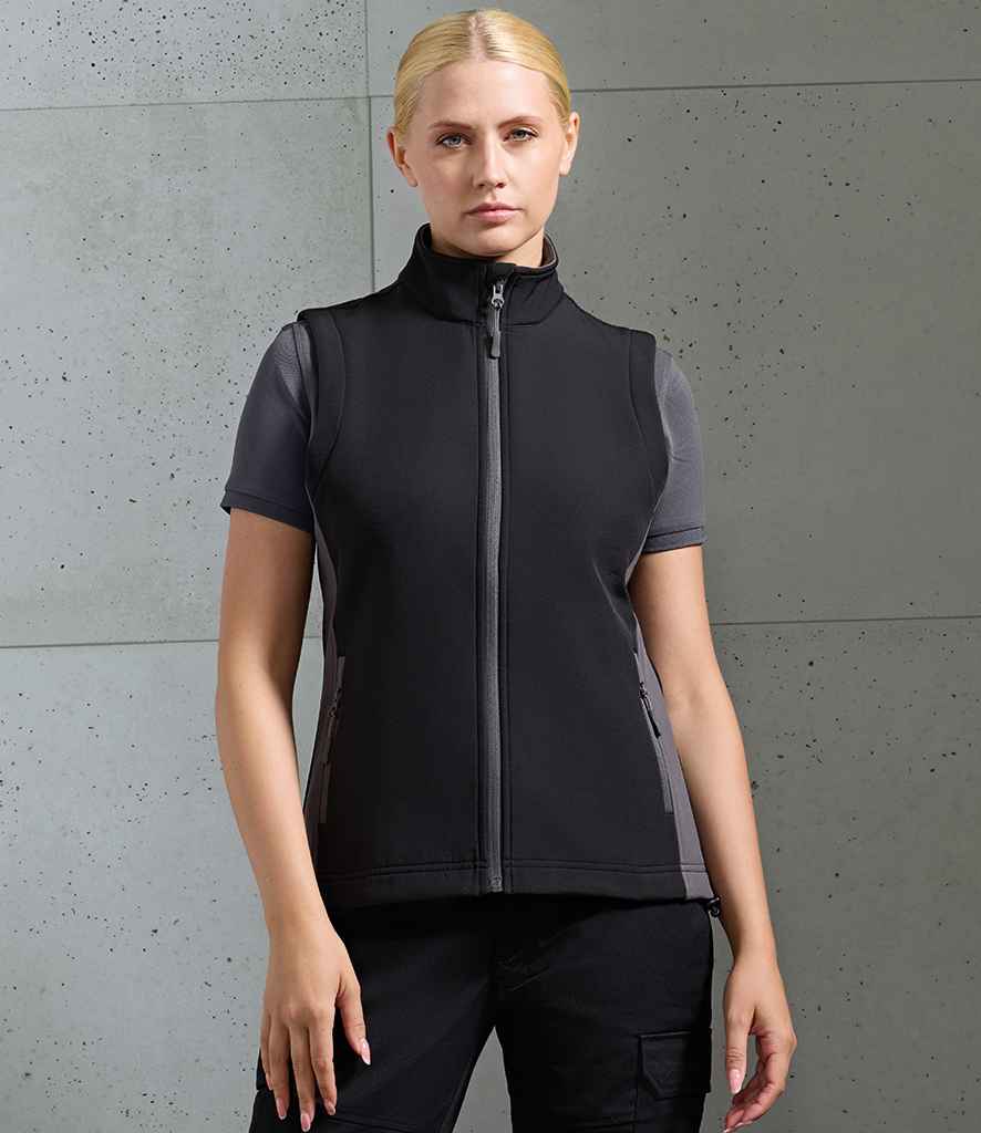 Premier Ladies Windchecker® Recycled Printable Soft Shell Gilet | Black/Dark Grey