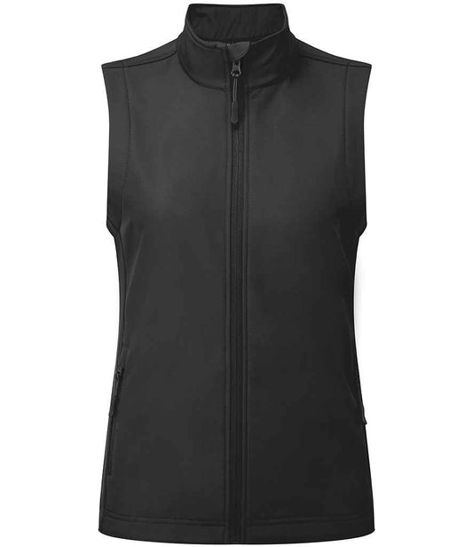 Premier Ladies Windchecker® Recycled Printable Soft Shell Gilet | Black