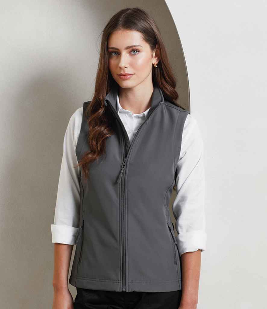 Premier Ladies Windchecker® Recycled Printable Soft Shell Gilet | Dark Grey