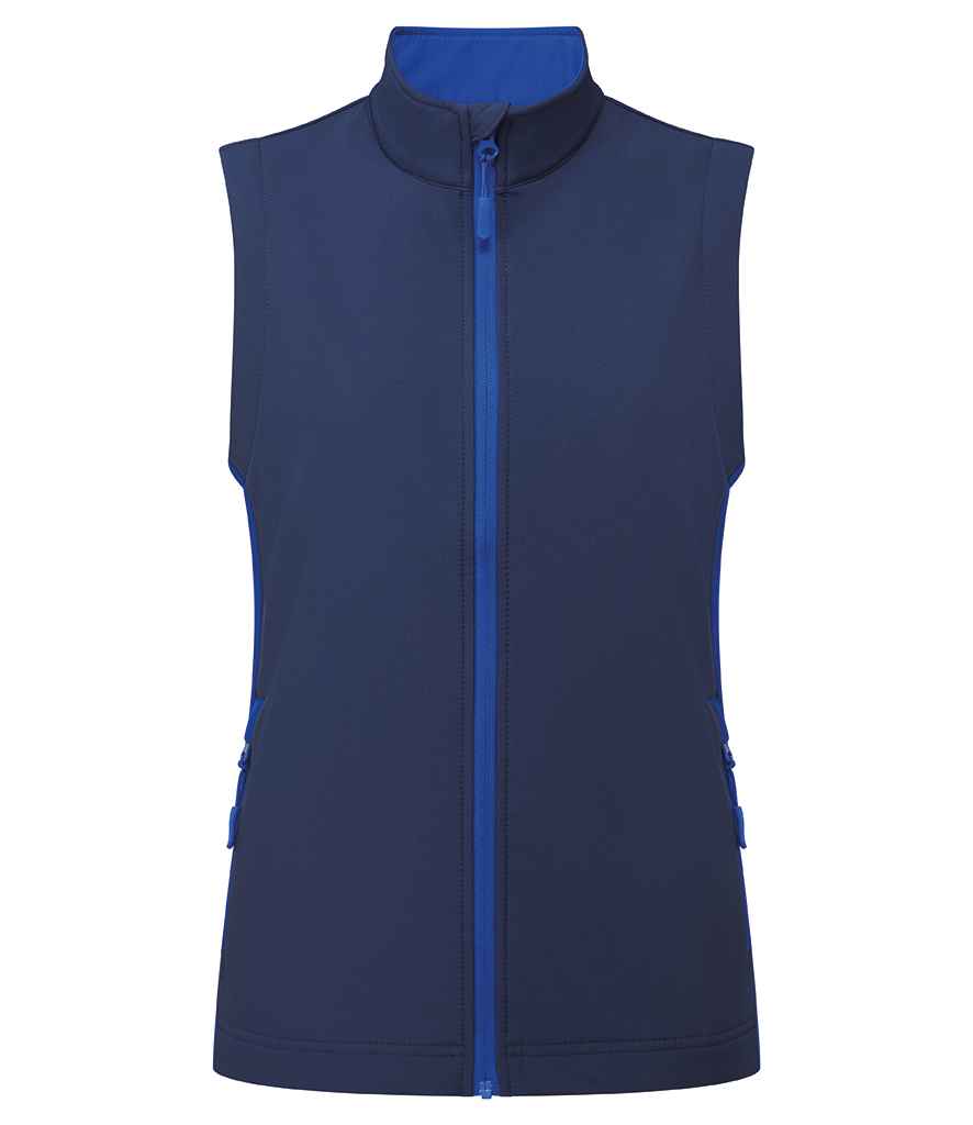 Premier Ladies Windchecker® Recycled Printable Soft Shell Gilet | Navy/Royal Blue
