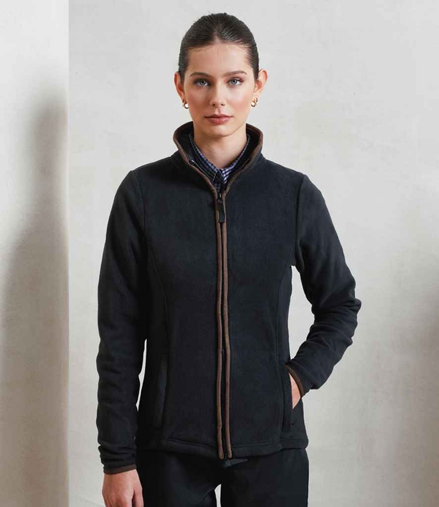 Premier Ladies Artisan Fleece Jacket | Black/Brown