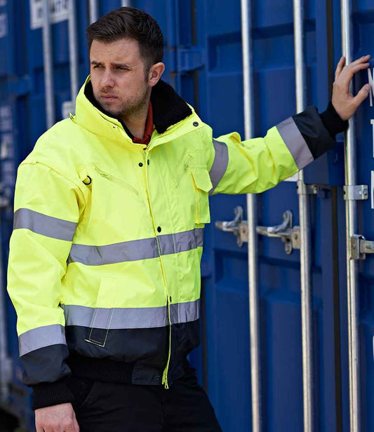 Portwest 3-in-1 Hi-Vis Bomber Jacket | Yellow/Navy
