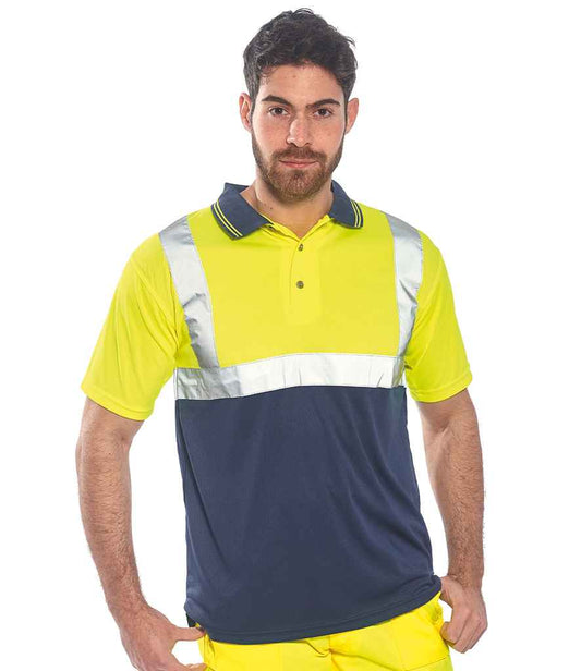 Portwest Hi-Vis Two Tone Polo Shirt | Yellow/Navy