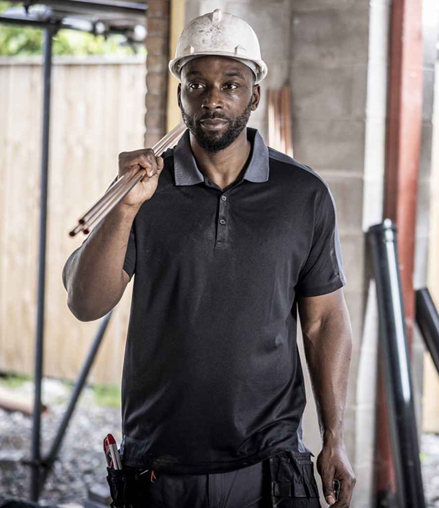 Regatta Contrast Quick Wicking Piqué Polo Shirt | Black/Seal Grey