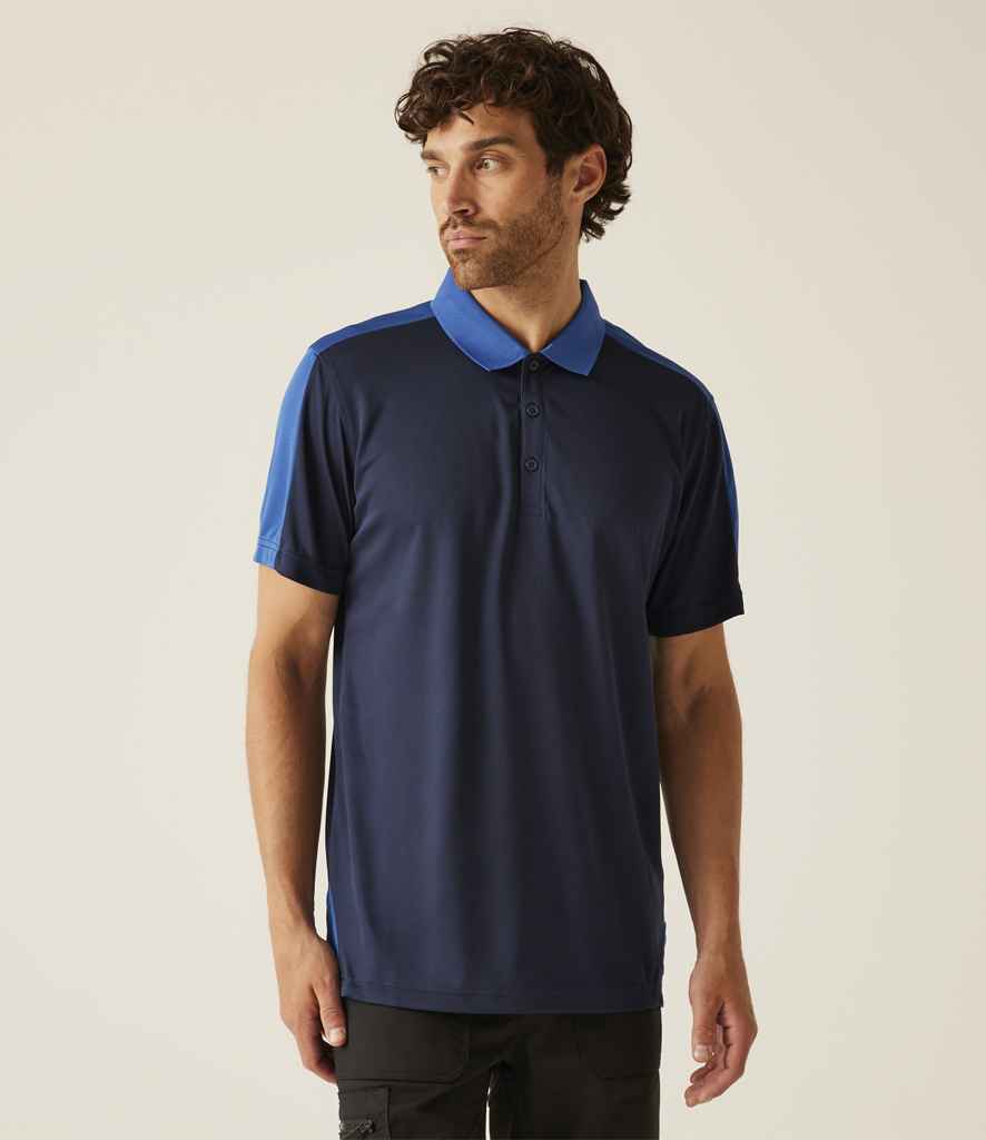 Regatta Contrast Quick Wicking Piqué Polo Shirt | Navy/New Royal Blue